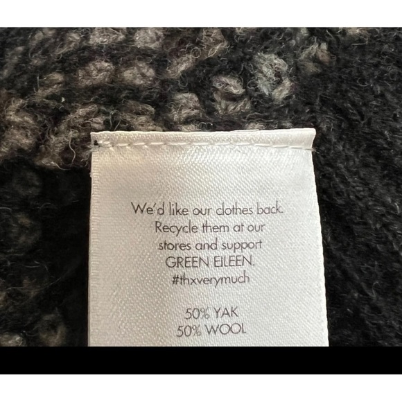 Eileen Fisher Womens Sz S Gray ITALIAN Yak Wool Cardigan Sweater Elbow Patch - Picture 3 of 10